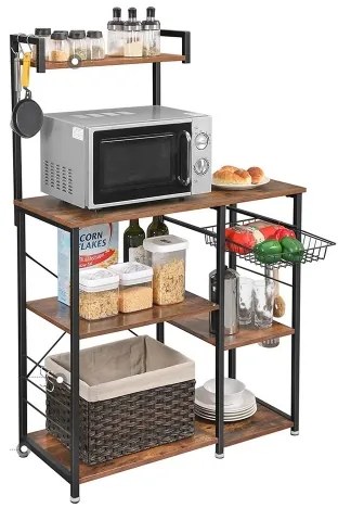 Policový regál do kuchyne MARGE hnedá/čierna