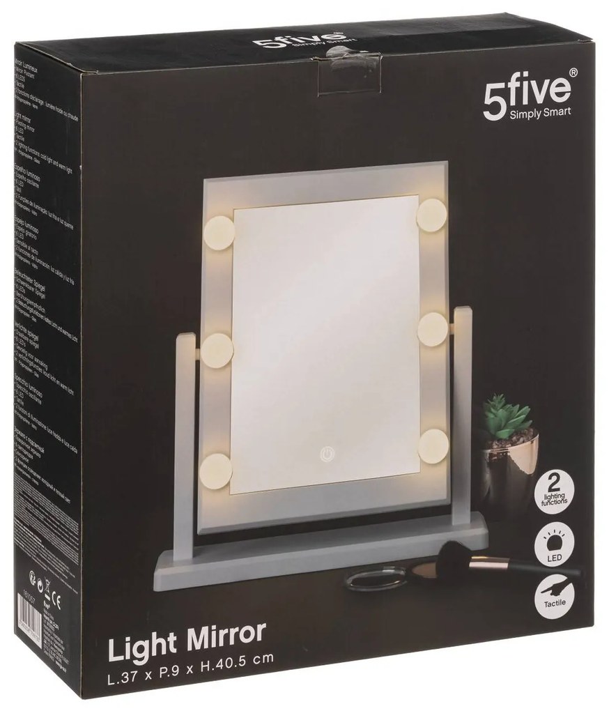 5five Simply Smart Stolové zrkadlo s LED osvetlením Chase, biele
