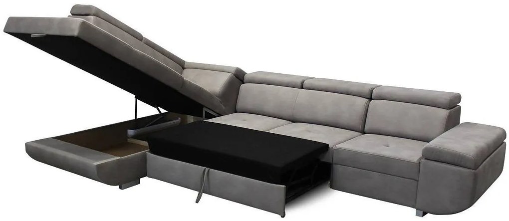 Rohová rozkladacia sedačka MAXIM MAXI L sivá