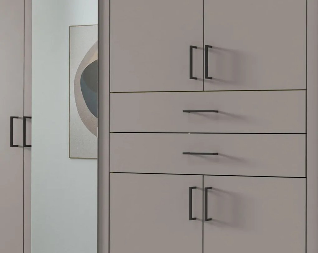 Šatníková skriňa so zrkadlami Düsseldorf, 270 cm, šedá sahara