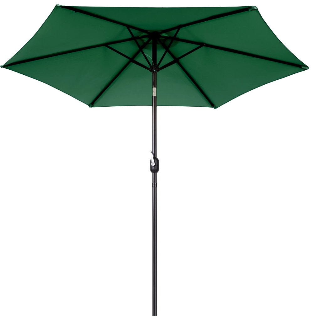 MultiGarden Veľký šikmý záhradný slnečník s kľukou, 270 cm, 6 rebier - zelený MultiGarden