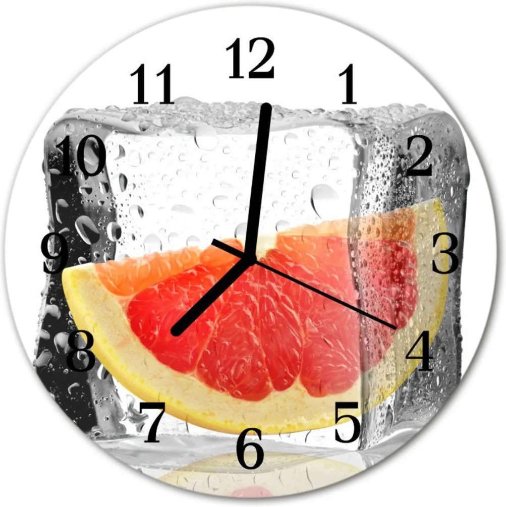 Nástenné sklenené hodiny  kocky grapefruitu