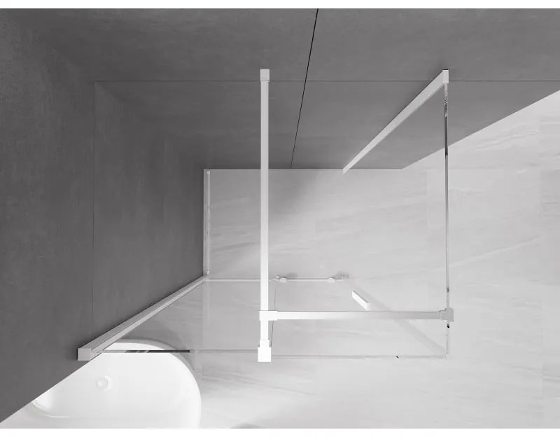 Mexen Velar, sprchový kút s posuvnými dverami 130(dvere) x 100(stena) cm, 8mm číre sklo, biela, 871-130-100-01-20