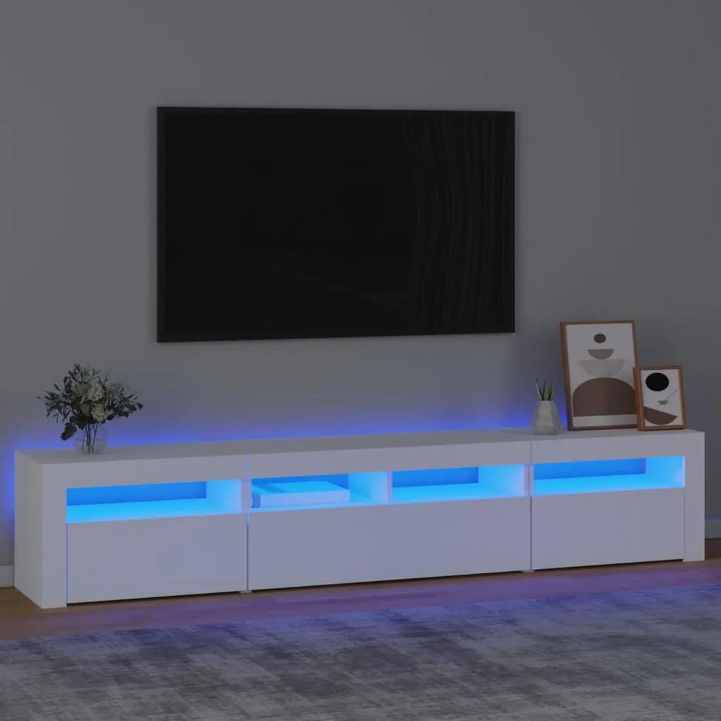 TV skrinka s LED svetlami biela 210x35x40 cm
