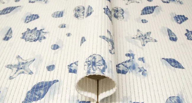 Kúpeľňová penová rohož softy-tex 820 krémová / modrá, mušle