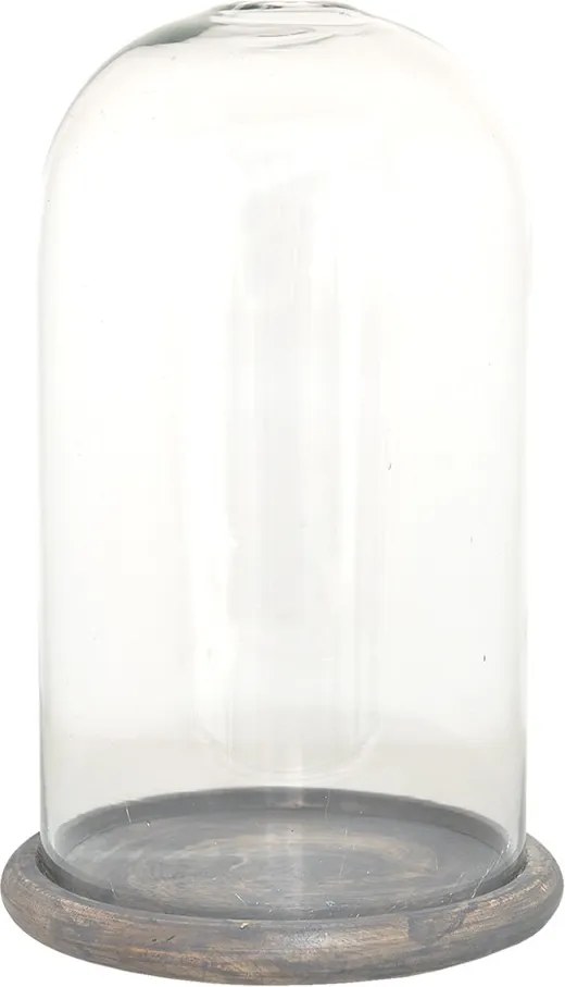 Čierno-hnedý drevený podnos so skleneným poklopom - Ø 17*29 cm