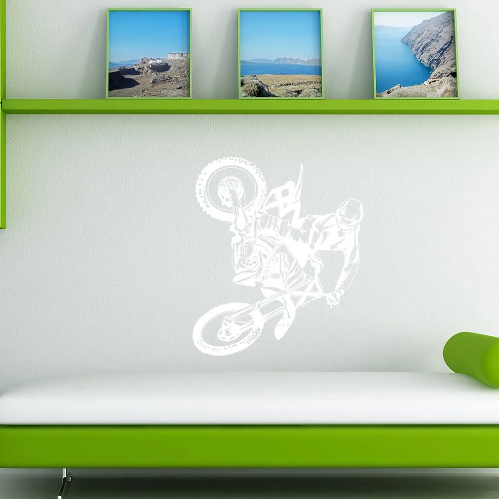 Veselá Stena Samolepka Motokros Farba: červená, Veľkosť: 80 x 98 cm