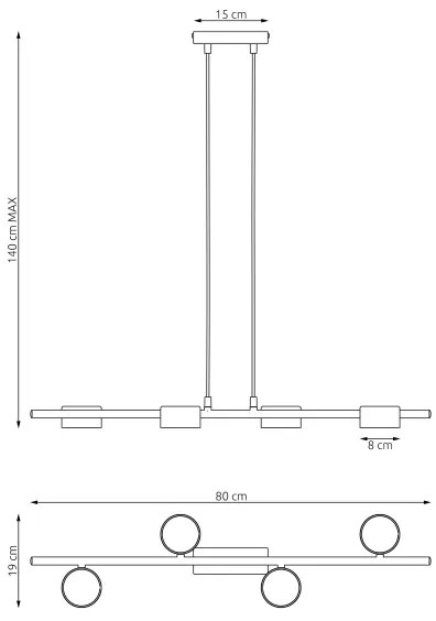Luster na lanku SORA 4xGX53/12W/230V čierna