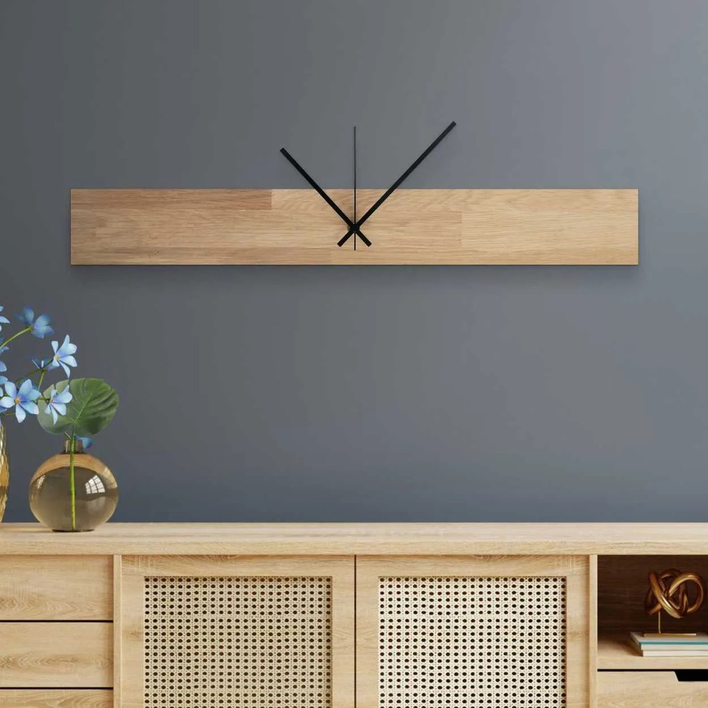 SENTOP | Minimalistické hodiny z prírodného dreva I SENTOP MAS020-3041-SILVER-60x8cm analógové