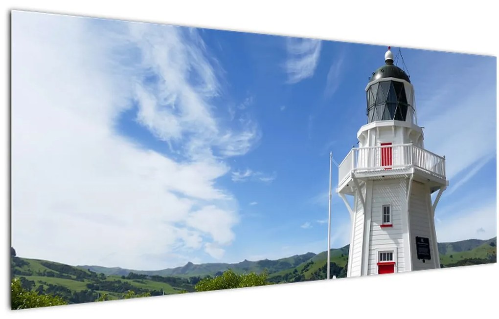 Obraz majáku Akaroa, Nový Zéland (120x50 cm)