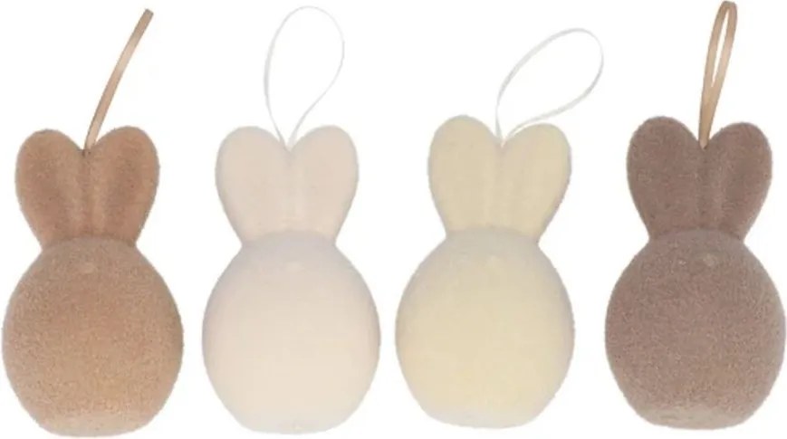Set 4ks prírodné veľkonočné vajcia s uškami Egg Easter Flock - Ø 8*14 cm