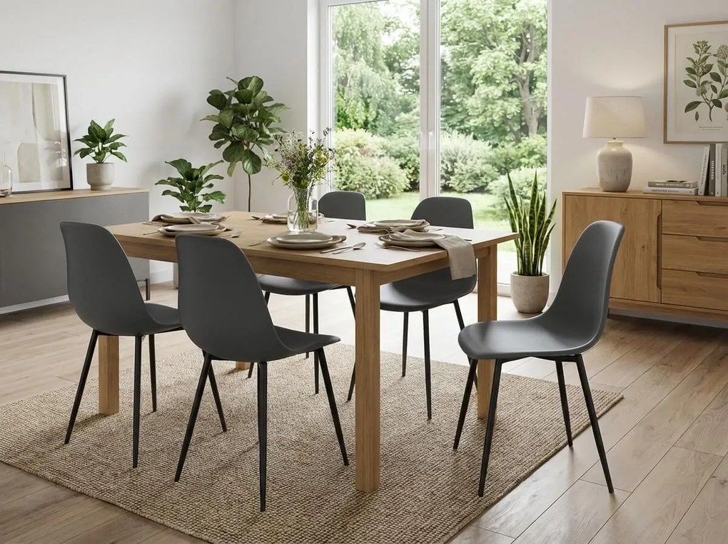 Tmavosivá stolička OSAKA s čiernymi nohami