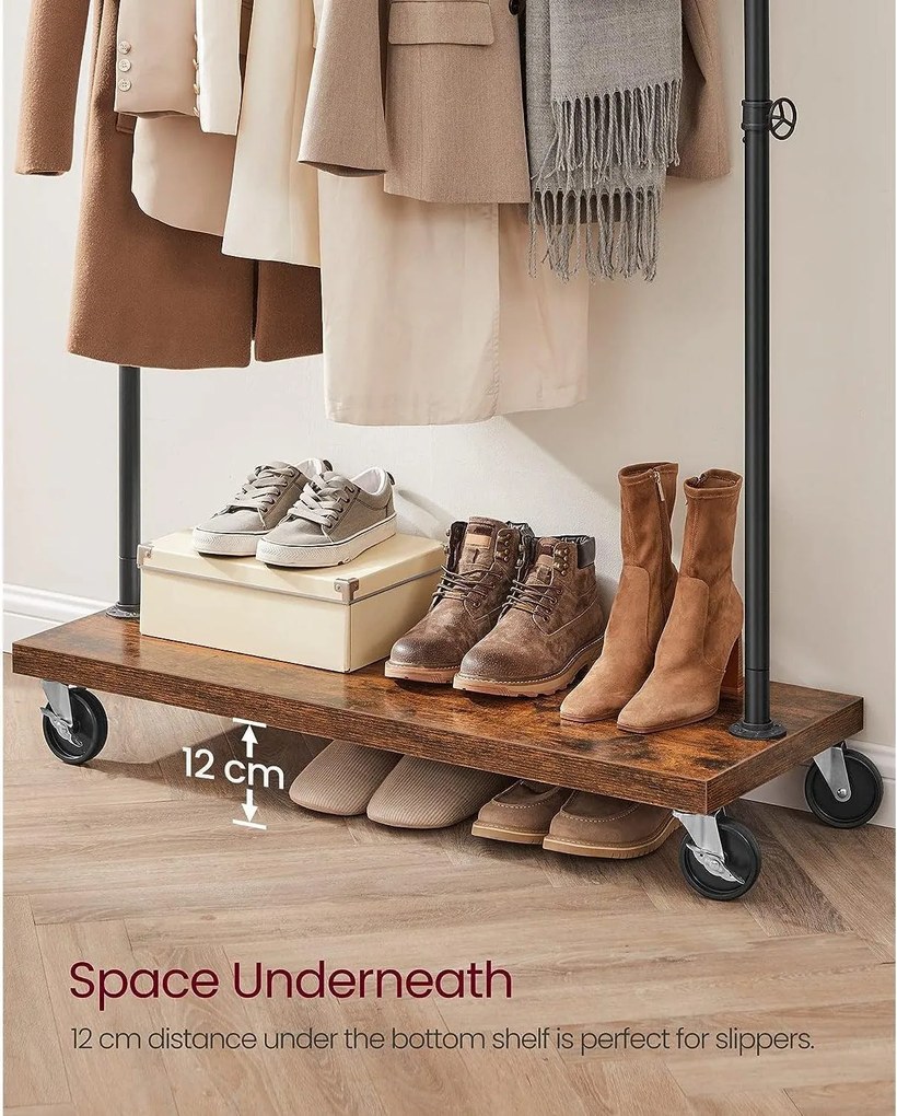 Stojan na oblečenie s vysokou nosnosťou do 90 kg, čierny