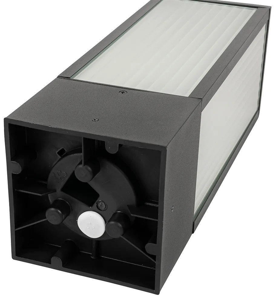 Stojaca vonkajšia lampa čierna s rebrovaným sklom 40 cm IP44 - Charlois