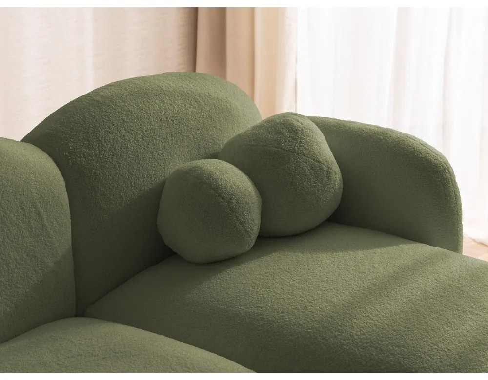 Zelená rohová pohovka z textílie buklé (pravý roh/s leňoškou) Orbit – Ropez