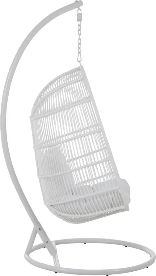 Závesné biele záhradné ratanové kreslo Lounge White Oval - 119*105*193 cm