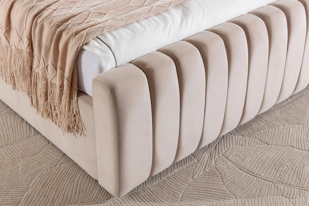 Posteľ s úložným priestorom Livani 160x200 - béžový velúr Velluto 2