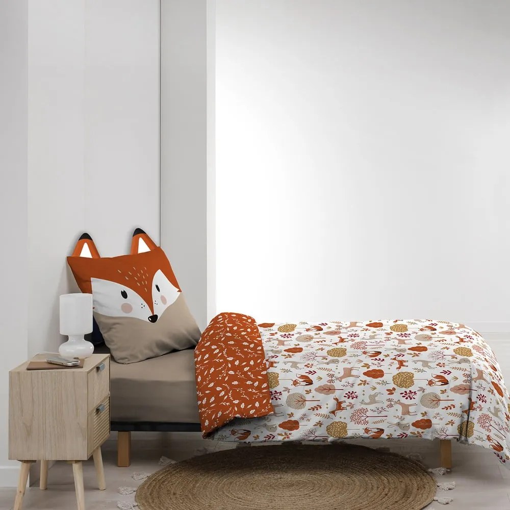 Biele/v terakotovej farbe bavlnené detské obliečky na jednolôžko 140x200 cm Roxy – douceur d'intérieur