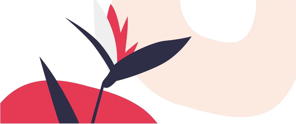 Obraz - Ružová florálna abstrakcia N⁰1 (120x50 cm)