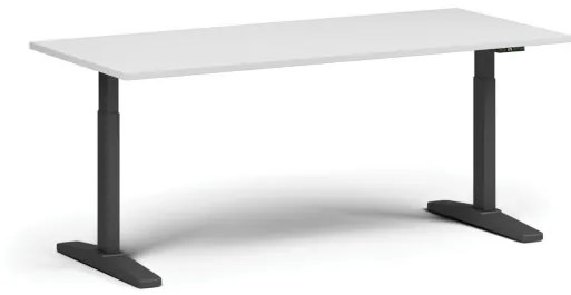 Výškovo nastaviteľný stôl, elektrický, 675-1325 mm, doska 1800x800 mm, čierna podnož, biela