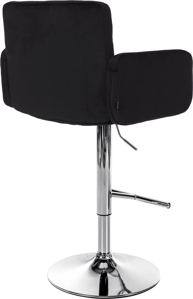 Barová stolička Los Angeles - zamat, chróm rám - čierna