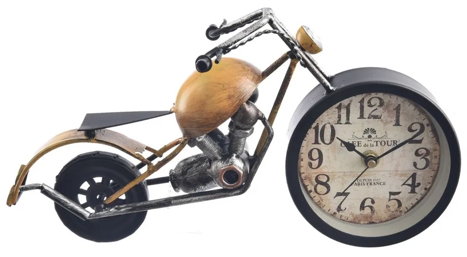 InDecor Stolové kovové hodiny Motocykel, 20 x 17 x 14 cm