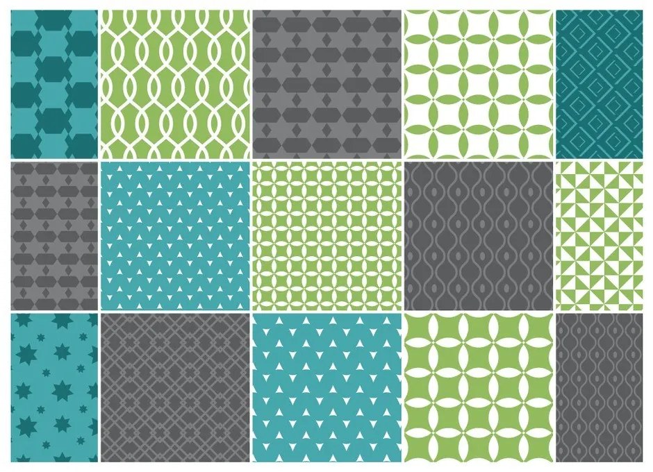 Sada 15 dekoratívnych samolepiek na stenu Ambiance Sofia, 15 × 15 cm