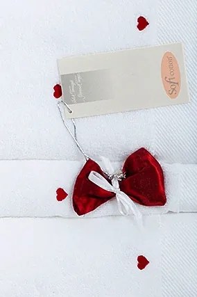 Soft Cotton Malé uteráky MICRO LOVE 30x50 cm Biela / ružové srdiečka