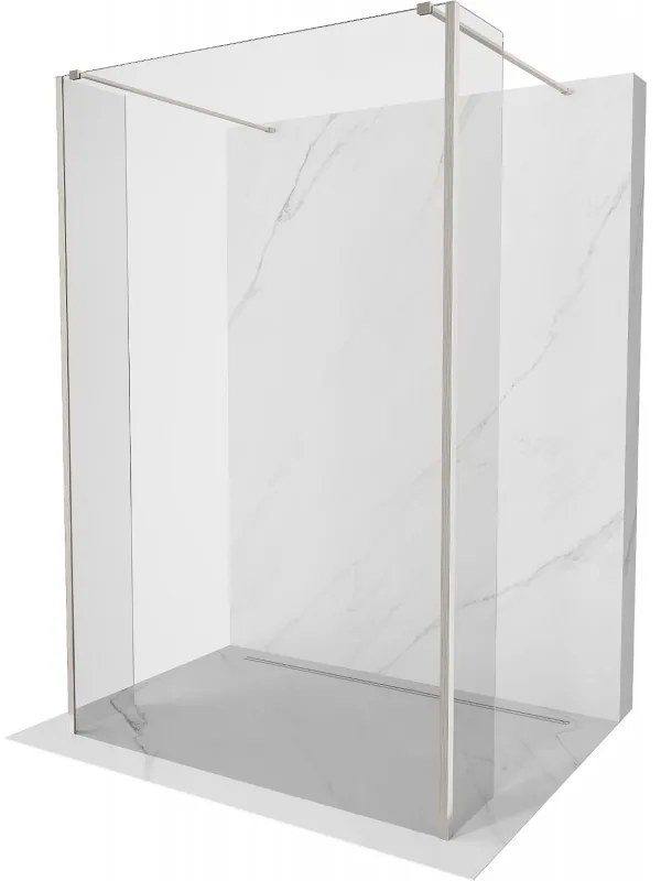 Mexen Kioto sprchová stěna volně stojící 140 x 30 x 30 cm, transparentní, broušený nikl - 800-140-030-222-97-00-030