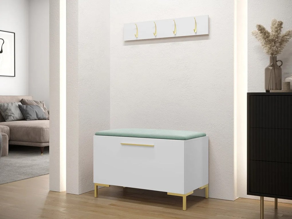 Predsieňová zostava Frunofta VIII, Farby: Biela, Farba čalúnenia:: ekokoža Soft 017 (biela)