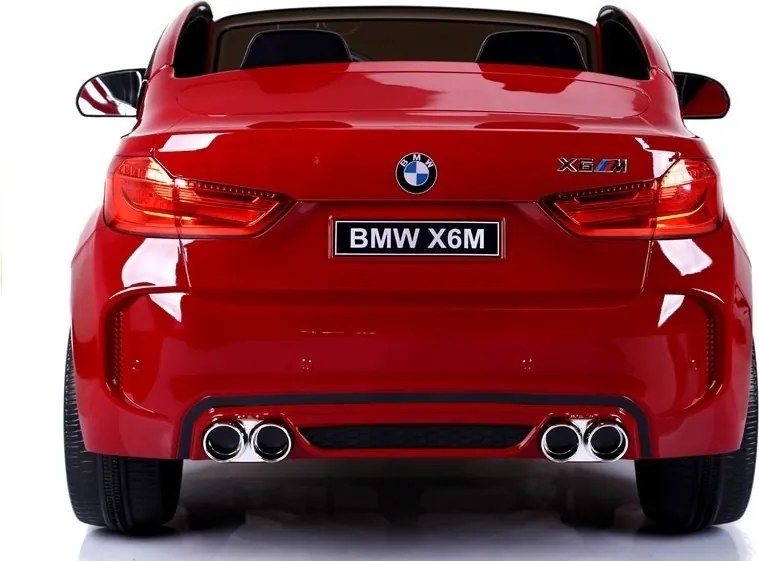 LEAN CARS Elektrické autíčko BMW X6M pre deti červené lakované LED MP3