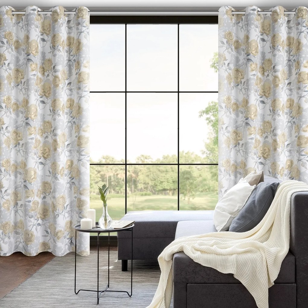 ZÁVES NA KRÚŽKOCH INARI 140X250 CM KVETY