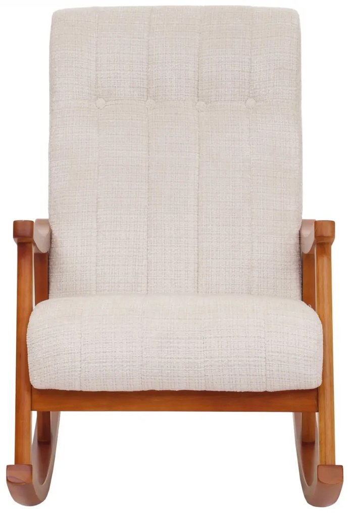 Hojdacie kreslo HWC-K10, relaxačné kreslo, drevo orech / látka ~ Krémová