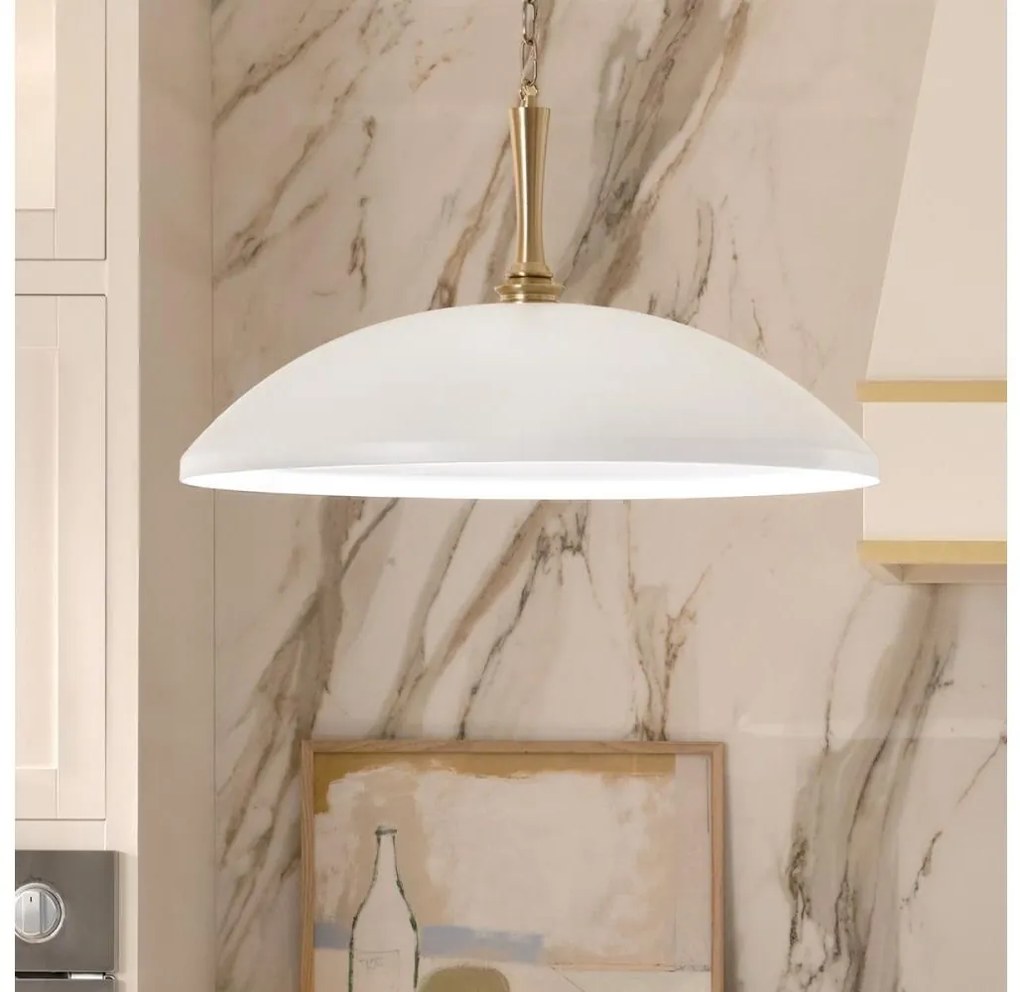 Kichler KL-DELAROSA-P-WH - Luster na reťazi DELAROSA 1xE27/60W/230V biela/mosadz