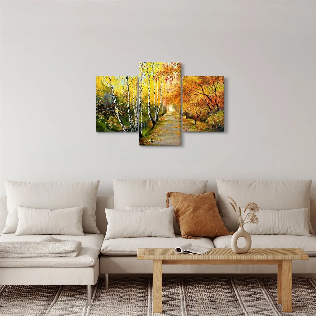 Obraz - Romantická alej pozdĺž vody, olejomaľba (90x60 cm)