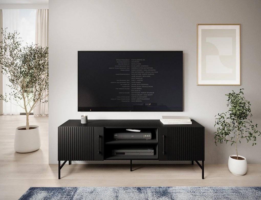 RTV stolík RAFTT 152x55 cm, čierny