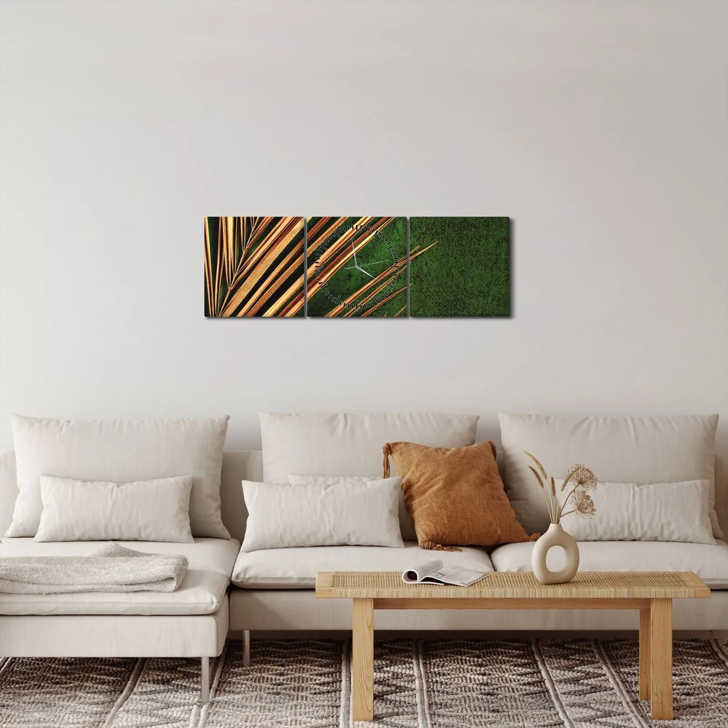 Obraz s listom (s hodinami) (90x30 cm)