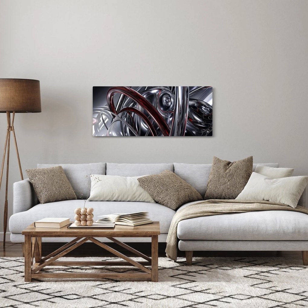 Obraz sivej abstrakcie (120x50 cm)