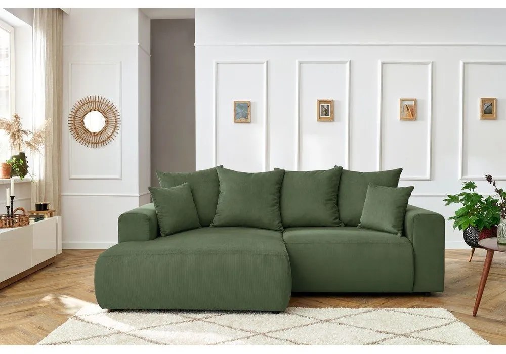 Zelená zamatová rohová pohovka Enjoy – Bobochic Paris