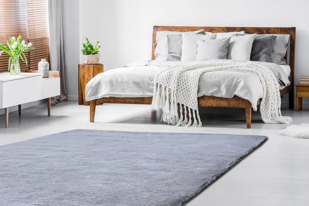 Moderný prateľný koberec LAPIN Shaggy, čierny/ slonová kosť