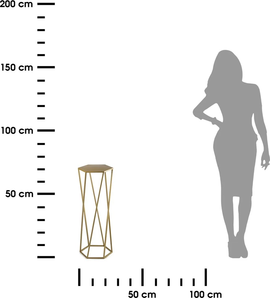 STOJAN NA KVETINÁČ HEXAGON 70X24X27 CM ZLATÁ