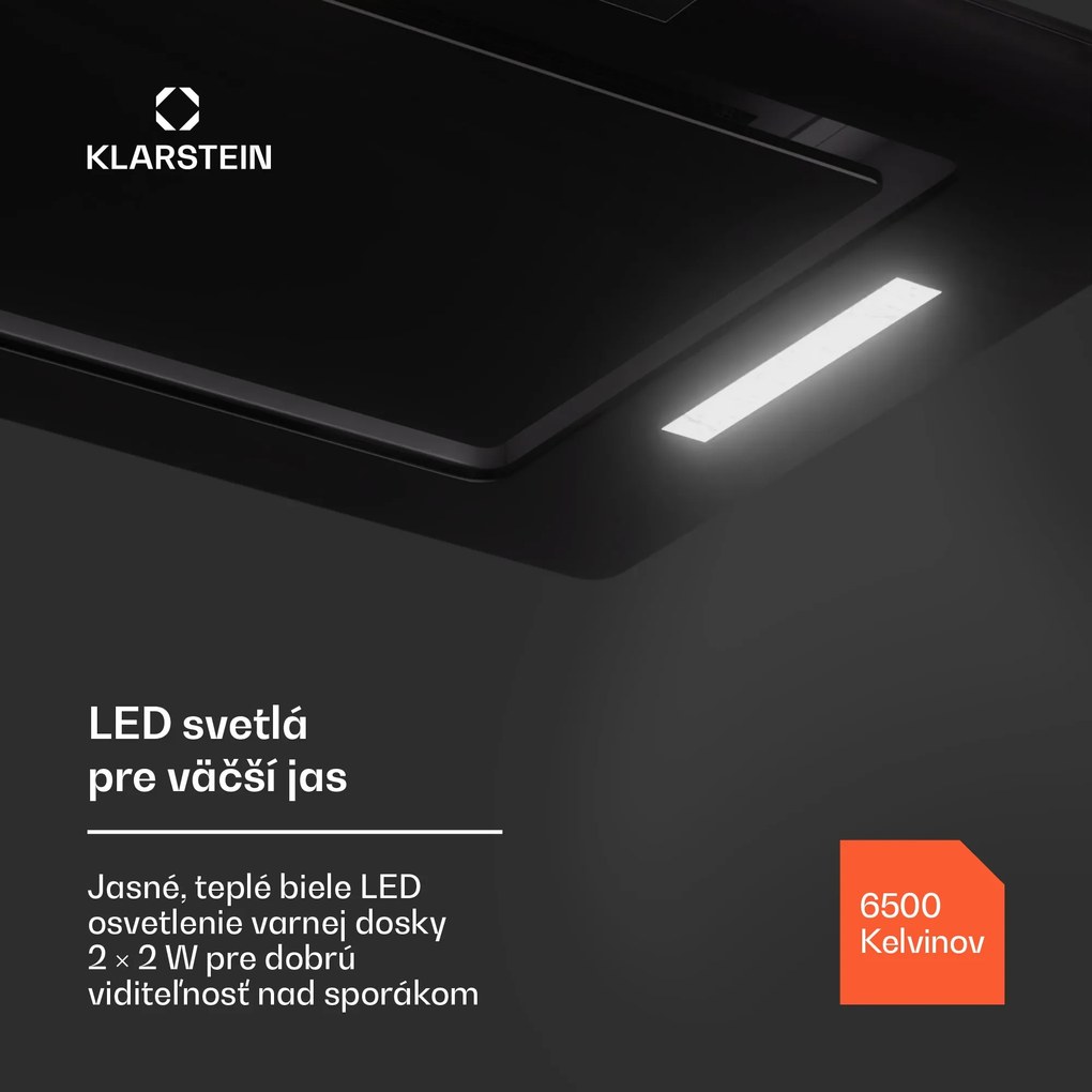 Klarstein Hektor Eco, digestor, 72 cm, 466 m³/h, dotykové ovládanie, sklo