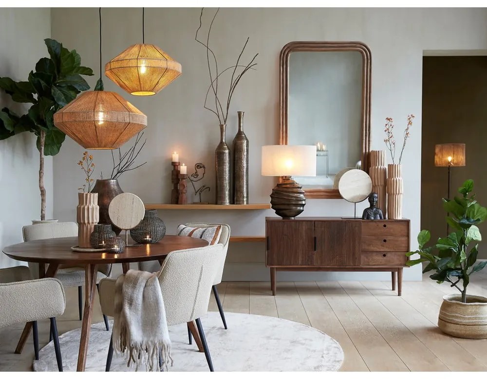 Hnedý okrúhly jedálenský stôl s doskou z akácie ø 140 cm Quenza – Light &amp; Living