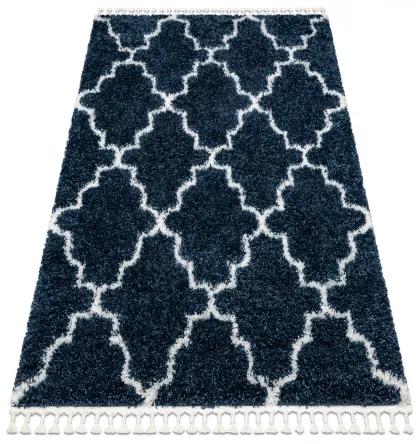 Koberec UNION 3488 vzor Marocký ďatelina modrý / krémová strapce, Maroko Shaggy Veľkosť: 160x220 cm