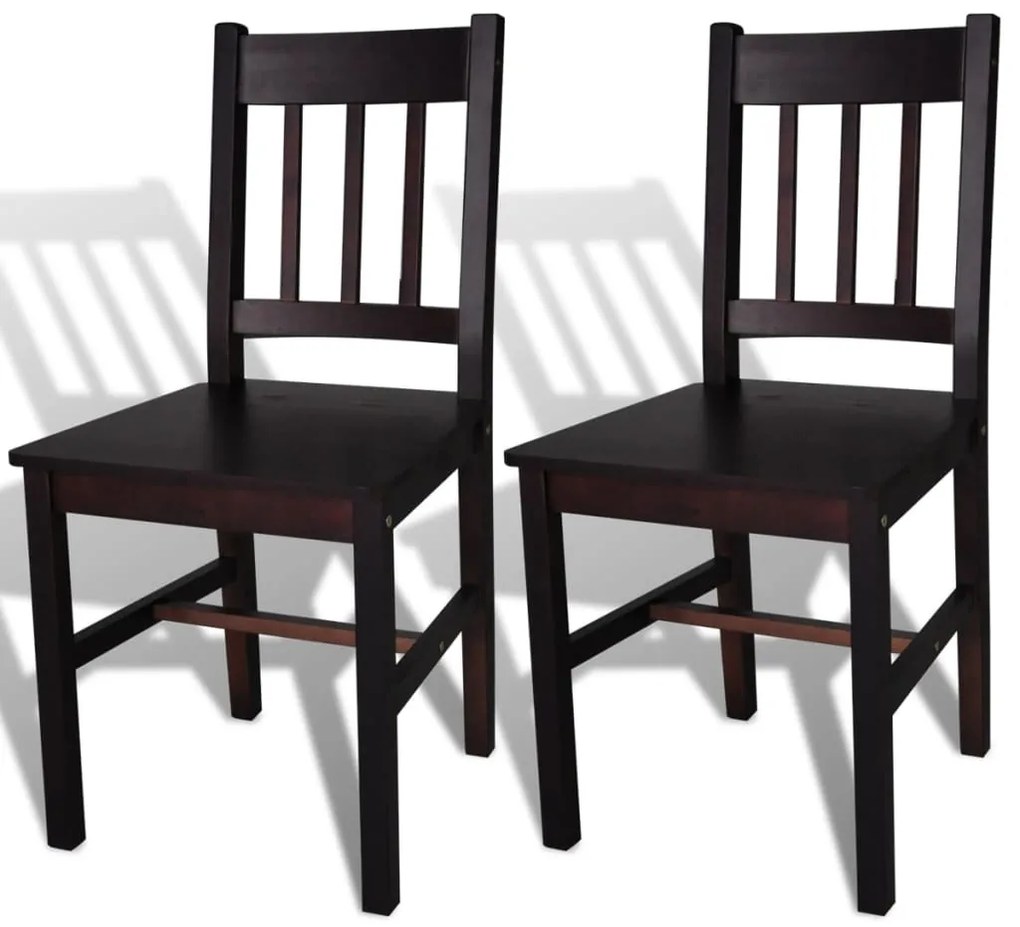 vidaXL Jedálenské stoličky 2 ks, tmavohnedé, borovicové drevo