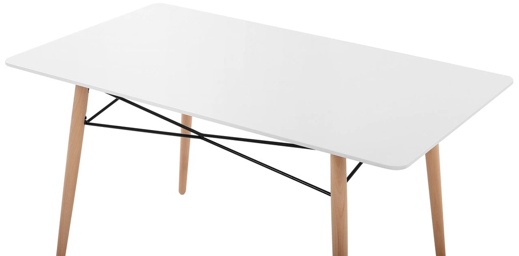 Jedálenský stôl 140 x 80 cm biela/svetlé drevo BIONDI Beliani