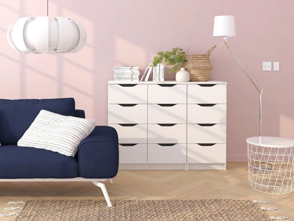 PreHouse KOMODA S TROMI ZÁSUVKAMI AQUA 3S Biela