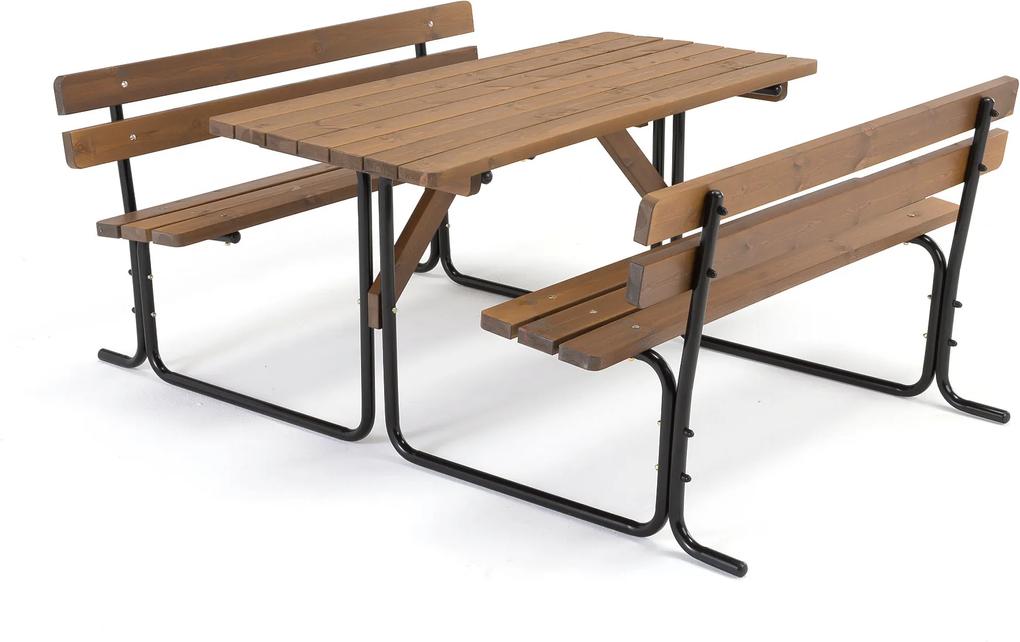 Piknikový stôl s lavicou Picnic, 1500x2050 mm, hnedý