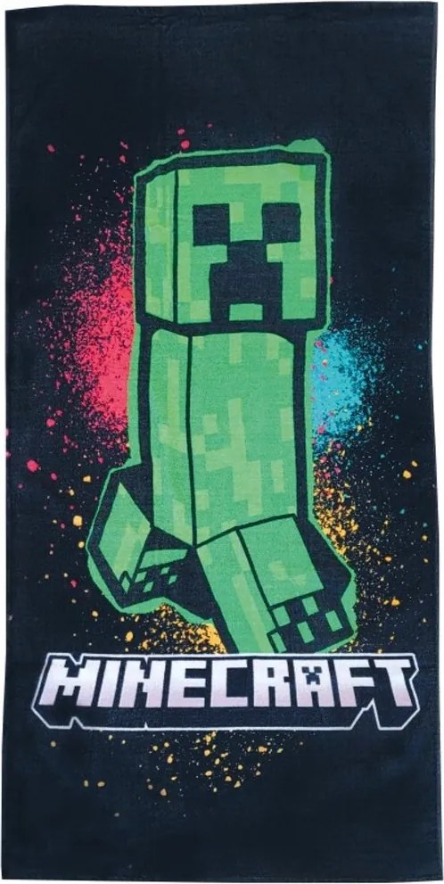 Bavlnená plážová osuška Minecraft – motív Creeper Graffiti - 100% bavlna - 70 x 140 cm