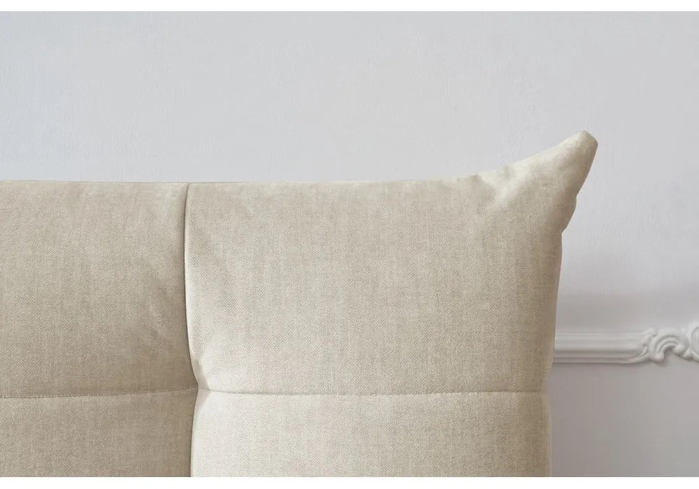 Béžová čalúnená dvojlôžková posteľ s úložným priestorom s roštom 160x200 cm Clothilde – Bobochic Paris